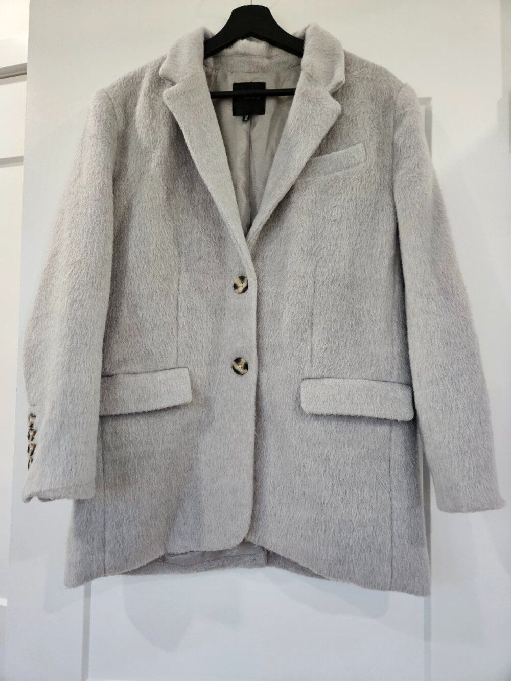 Grey furry wool blend jacket